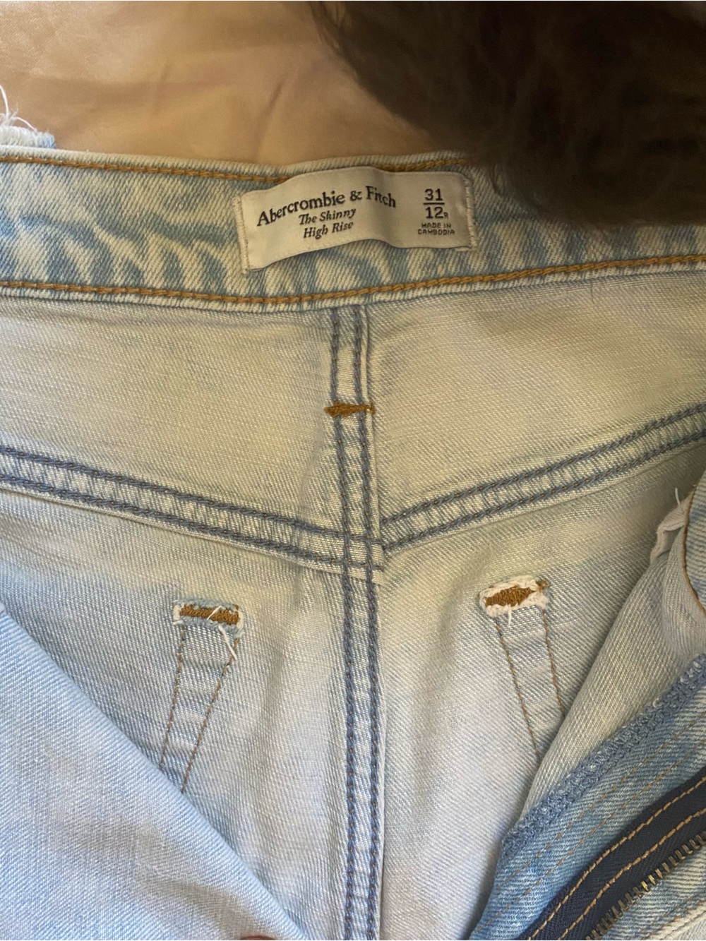Abercrombie & Fitch Light Blue Distressed Denim Jacket